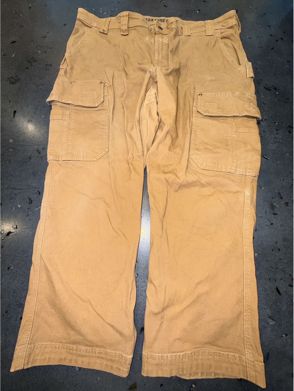 Duluth Trading Flex Fire Hose tan cargo pants 44X28
